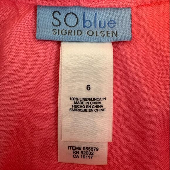 So Blue by Sigrid Olsen Pink Linen Pants 6 - Picture 4 of 9